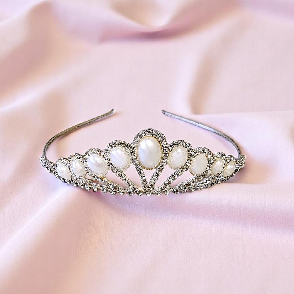 Vintage Pearl Tiara | Silver Headband | Bridal | Wedding | Princess Crown | Fall